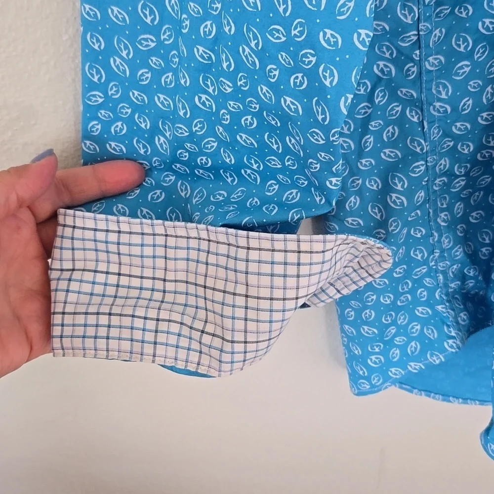 Egara | Blue Print Long Sleeve Button Down Size Large - Picture 4 of 6